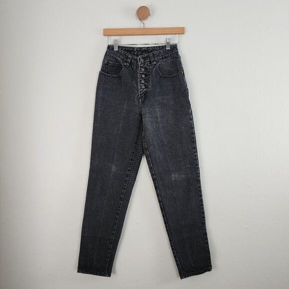Pape Jeans Vintage Candy Dark Denim High Rise Button Fly Tapered Leg Jean - Picture 1 of 9